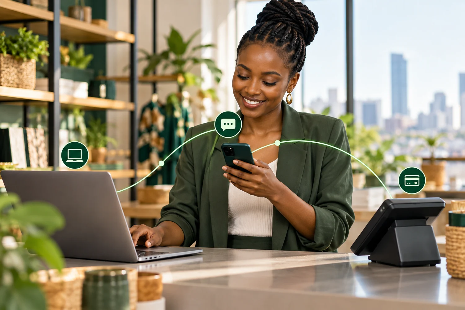 A SendAfrica customer support specialist working at a desk